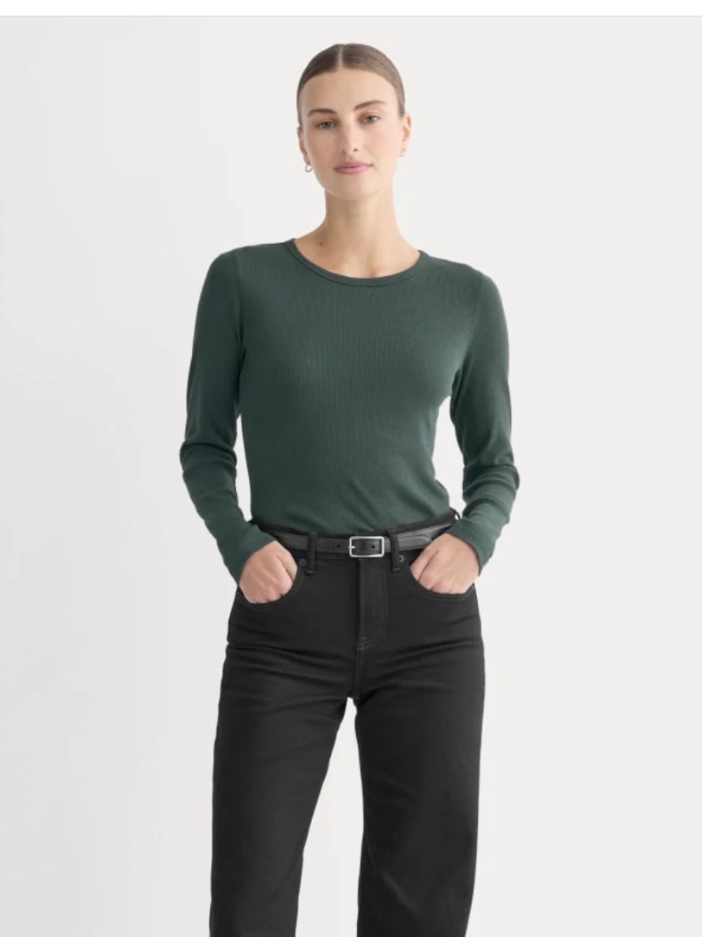 Everlane The Luxe Rib Long-Sleeve Crew - Scarab Small - Picture 6 of 6